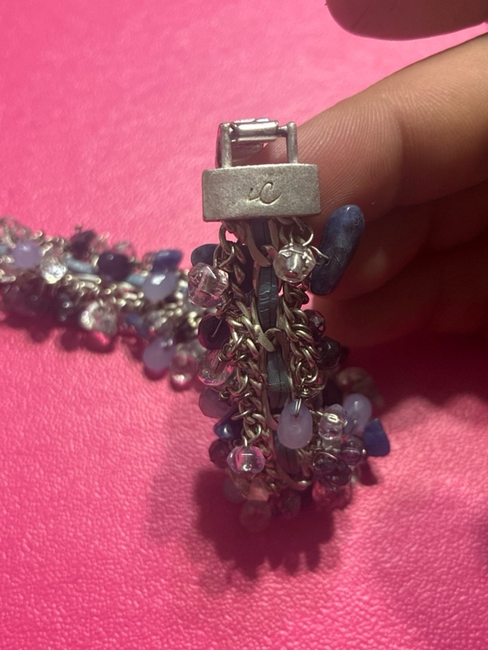 Cluster Bead Multi-Strand Bracelet in Purple and Blue